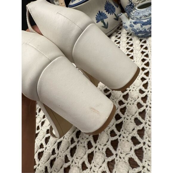 Sam Edelman white 3 inches heel sandal size 8.5 leather upper and balance man ma - Picture 8 of 9